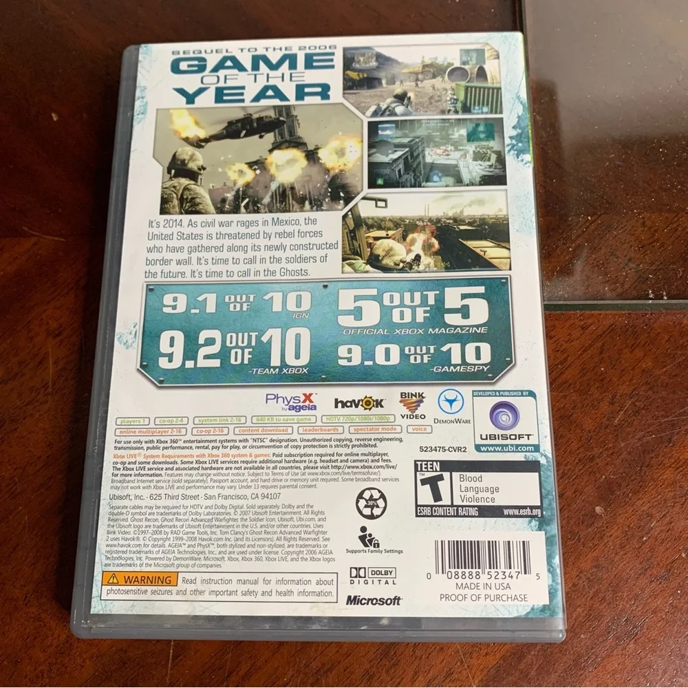 Xbox 360 Tom Clancy’s Ghost Recon 2 Advanced Warfighter Platinum Hits Video Game